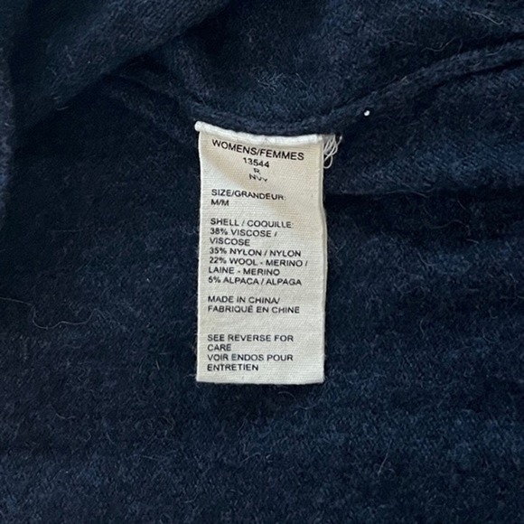 Woolrich Sweater Womens Medium Navy Blue Orange Wildview Wool Alpaca Cabincore - Picture 6 of 6